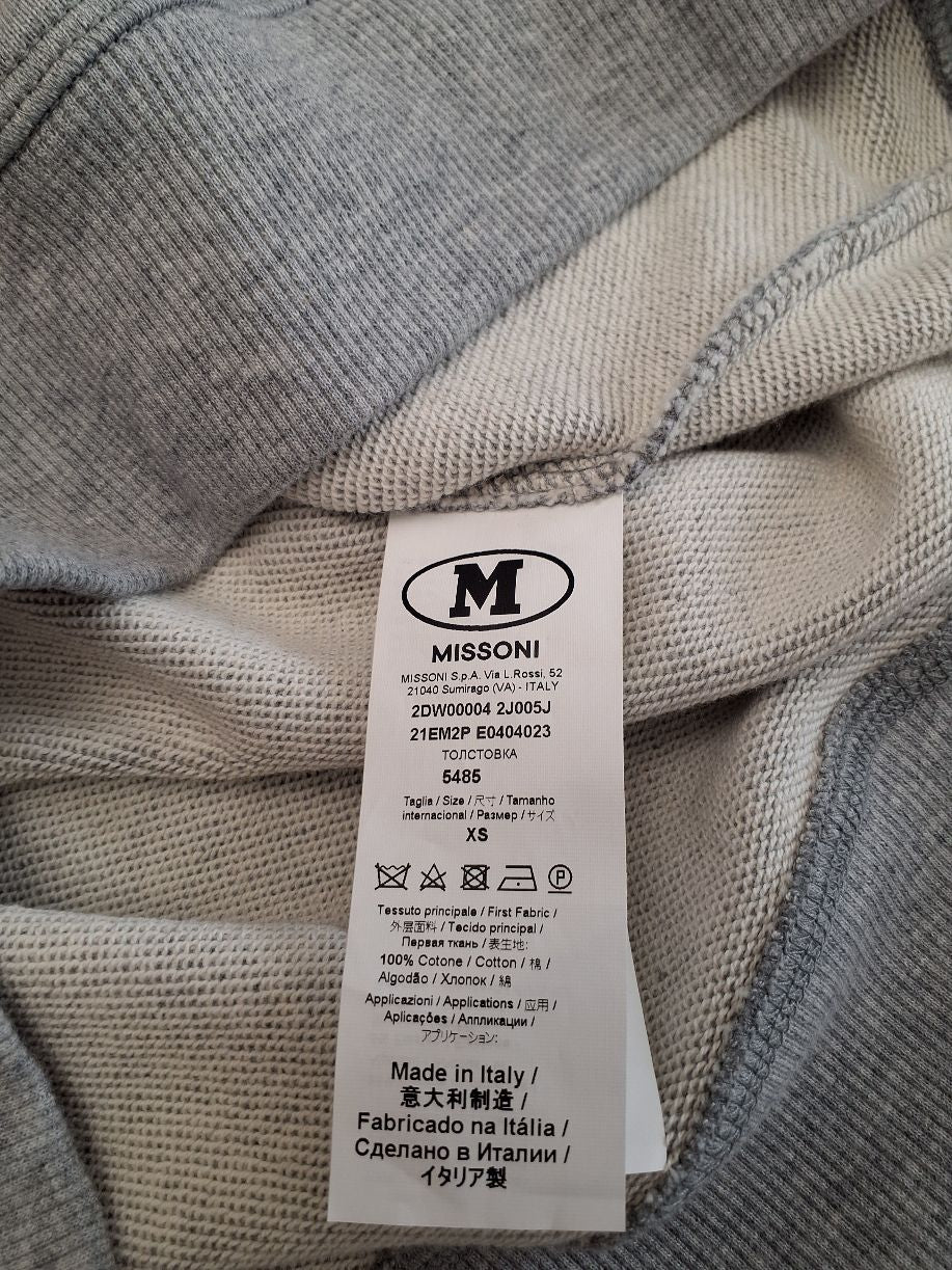 M Missoni Grey Jersey Patchwork Drawstring Hoodie